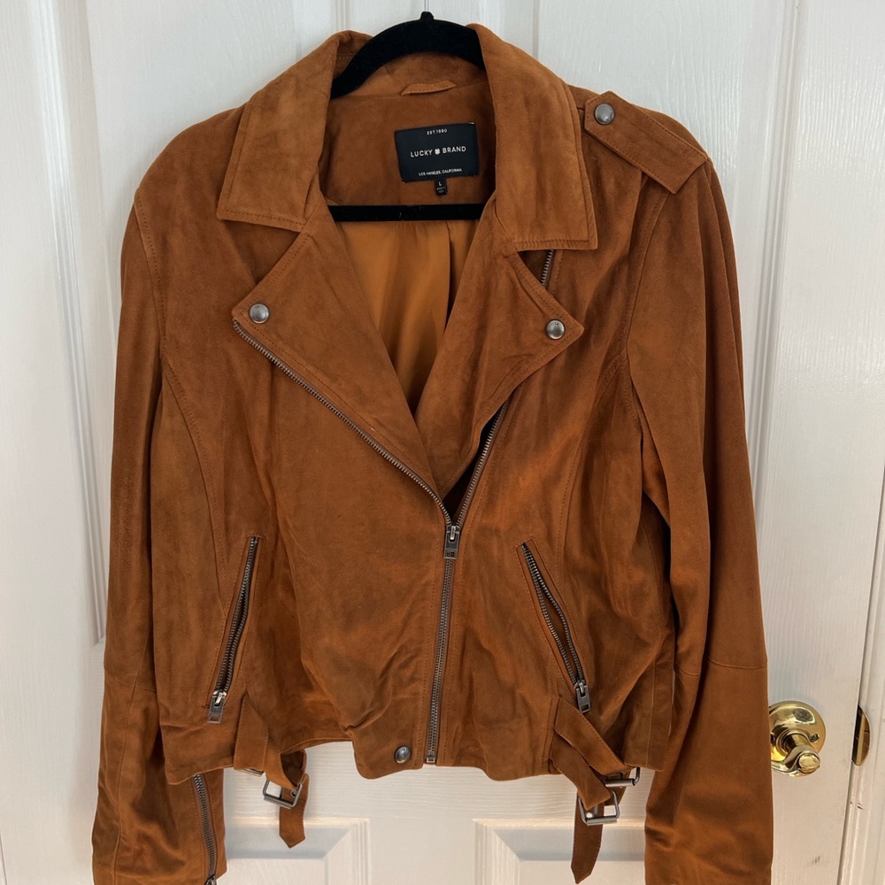 Lucky Brand Women's Brown Suede Leather Jacket